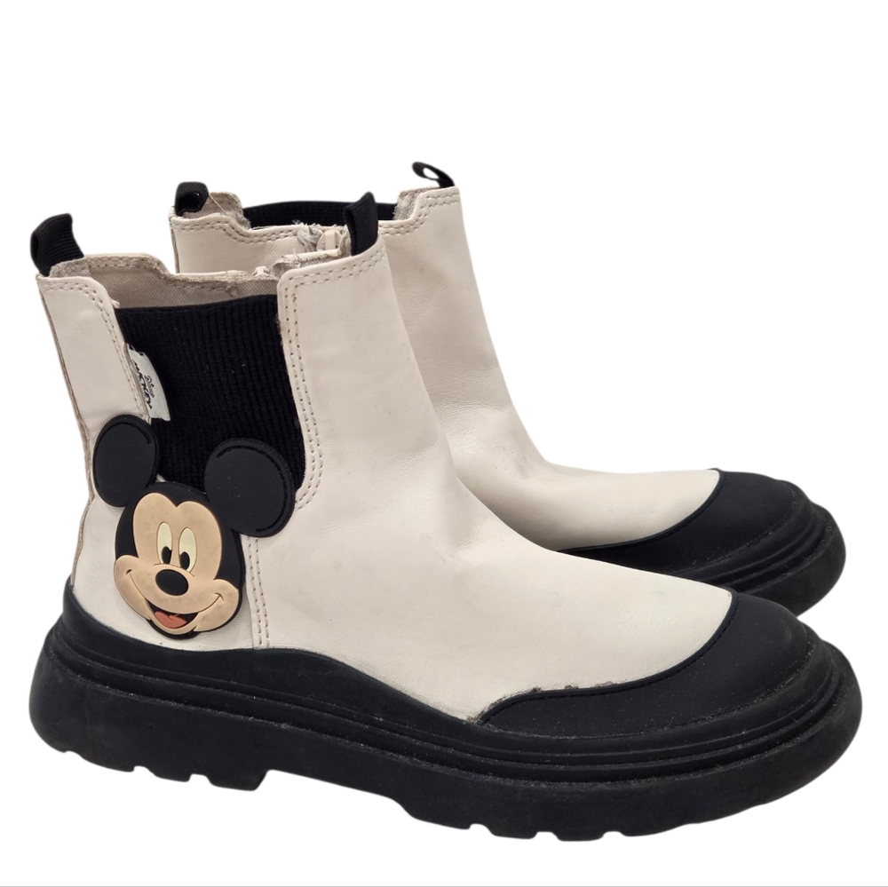 Zara Mickey Mouse Boots Side Zip Platform Lug Sole Size EU 36/US 5.5 Women's